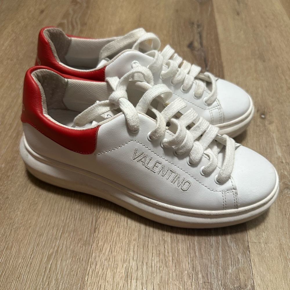 Valentino White and Red Casual Sneakers